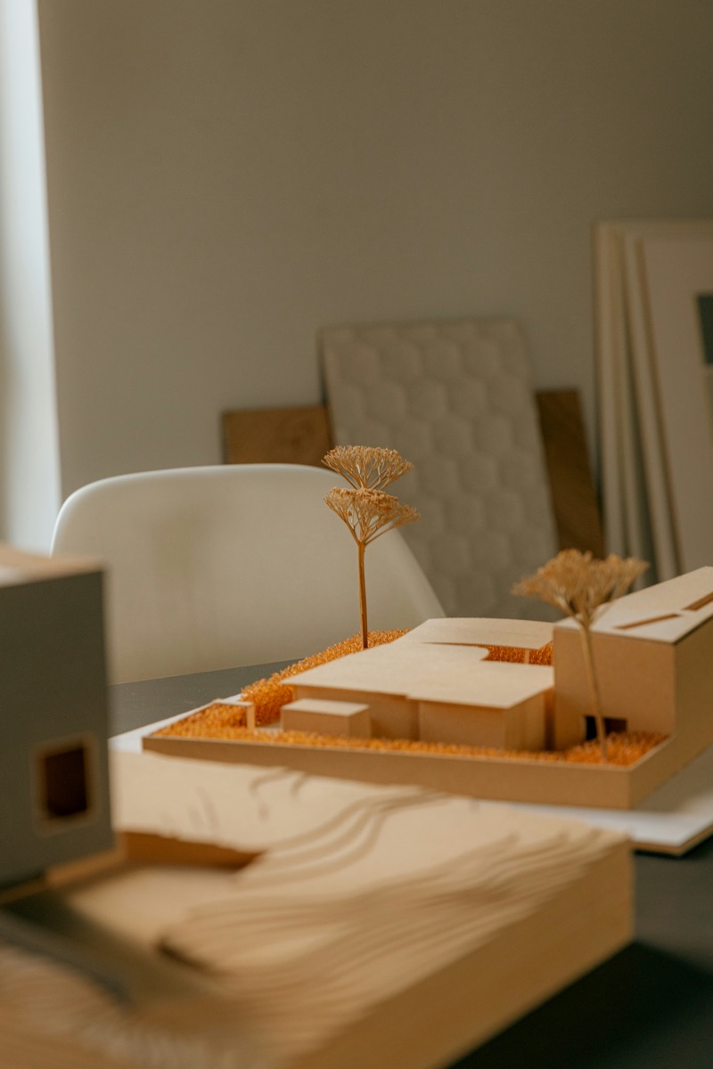 Architectural scale model on a studio desk